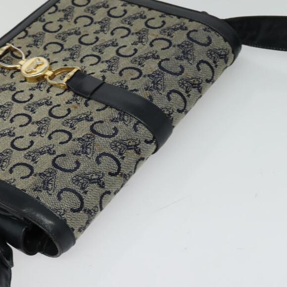 CELINE C Sulky Shoulder Bag Canvas Navy Gold - Picture 6 of 13